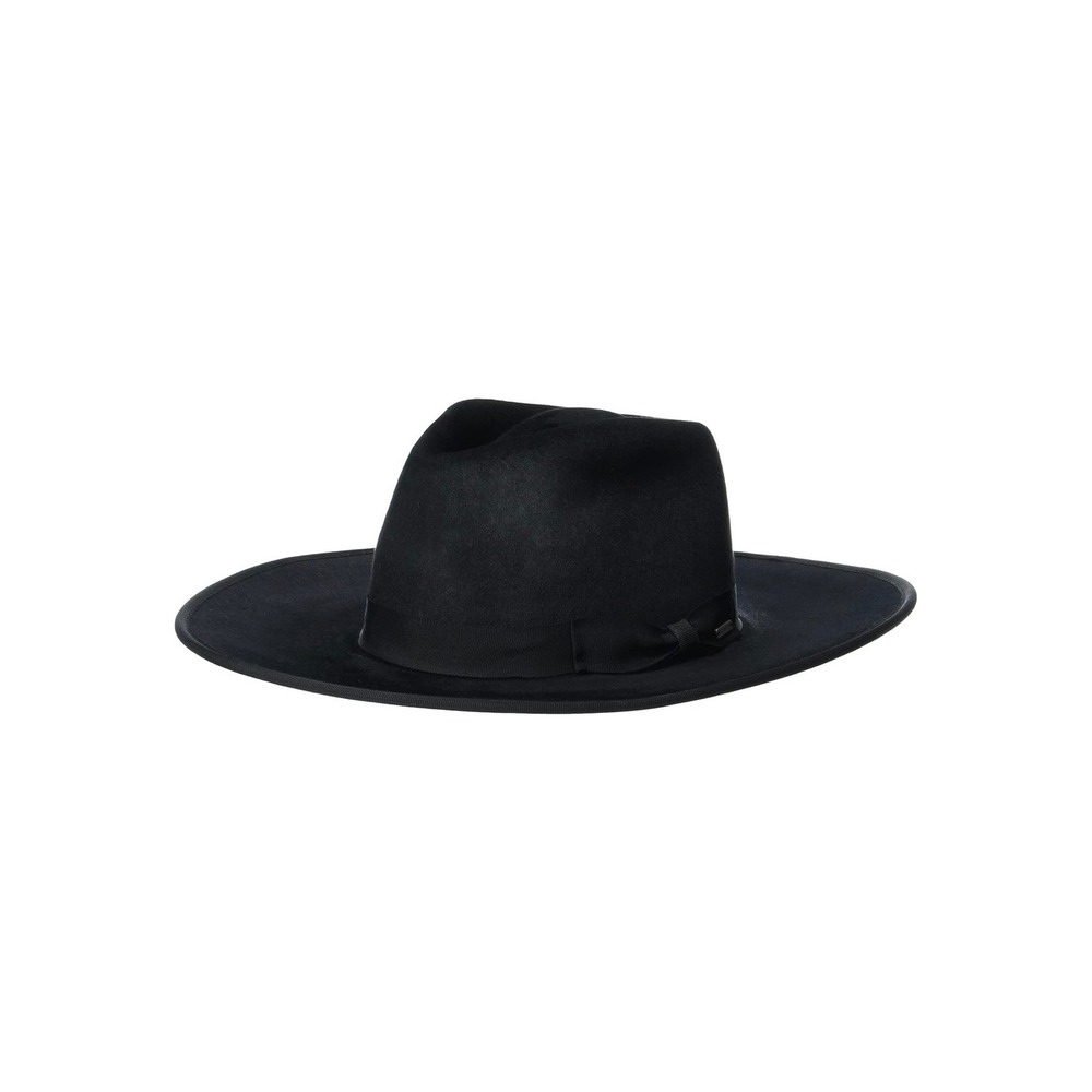 Brixton Messer‎ Black Wool Wide Flat Brim Rancher Fedora Hat XS 6.8